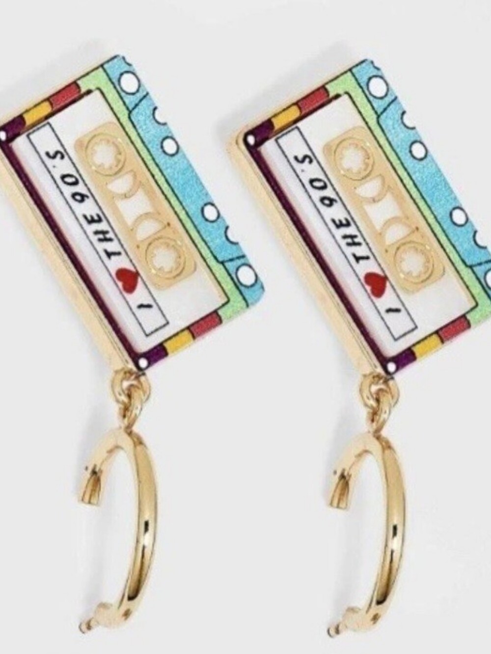 Sugarfix By Baublebar Multicolor I love The 90's cassette tape hoop earrings